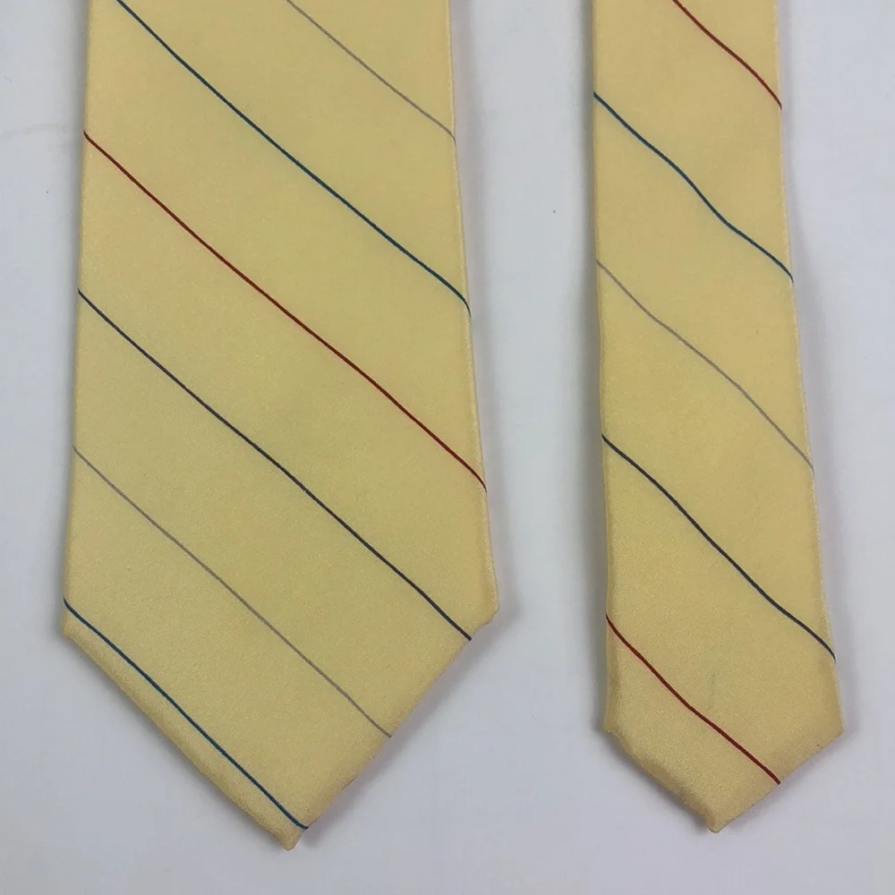 David Lawrence Silk Tie Pale Yellow Multicolored Stripe